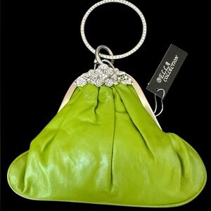 Bella Collection Lime Green Faux Leather Wristlet Clutch with Embellishments
